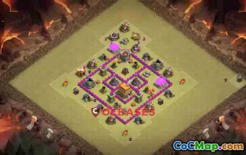 Top Town Hall 6 War Base - Compact Anti-Air & Balloon Defense #24053
