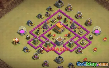 Top Town Hall 6 War Base: Symmetric Design & Link! #21151