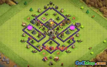 Top Town Hall 7 Trophy Base: Anti-3 Stars, Symmetric Design #23698