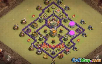 Top Town Hall 7 War Base: Anti-Air Island Design | COC #20252