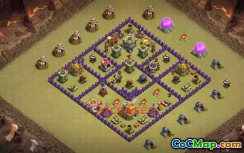 Top Town Hall 7 War Base: Symmetric, Anti-Air & Trophy Link #20983