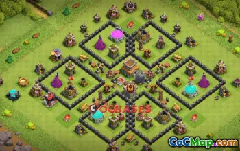 Top Town Hall 8 Hybrid Base for Clash of Clans - Anti 3 Stars #20452