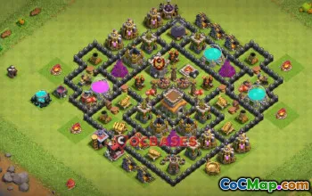 Top Town Hall 8 Hybrid Base: Trophy & Farming Defense #21563