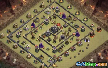 COC的Top Town Hall 9基本布局：农业和奖杯地图＃14639