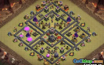 COC的顶级市政厅9基础布局 - 家庭与战争地图＃14452