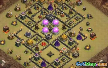 TOP TOWN HALL 9 ბაზის განლაგება COC: ომი, ტროფი და სხვა #11130