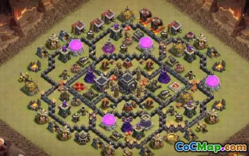 TOP TOWN HALL 9 ბაზის განლაგება და ბმულები COC #11277