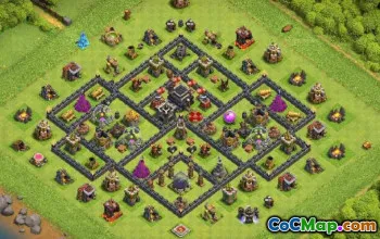 TOP TOWN HALL 9 ბაზის განლაგება და ბმულები COC #12693