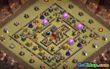 TOP TOWN HALL 9 ბაზის განლაგება და რუქები COC #12251
