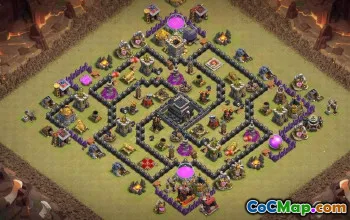 最高市政厅9 Clash clash clans Base布局和地图＃15625