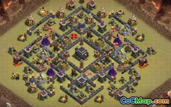 Top Town Hall 9 COC ბაზის განლაგება და რუქები - დააკოპირეთ ახლავე! #12582