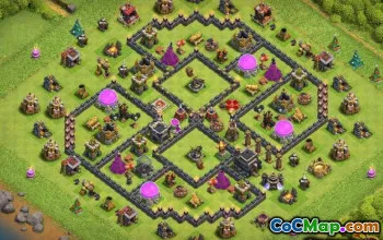 Top Town Hall 9 COC基础布局和地图 - 立即复制！ ＃13696