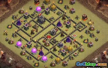 TOP TOWN HALL 9 COC ბაზის განლაგება და ომის რუქები #12606