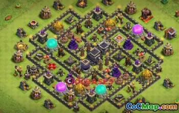 Top Town Hall 9 Hybrid Base: Anti-2 Stars & Trophy Farming #21380