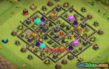 Top Town Hall 9 Hybrid Base: Anti-3 Star Trophy & Farming #19050