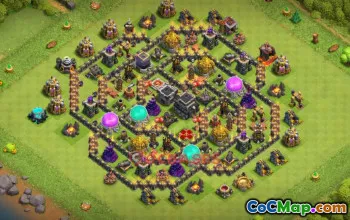 Top Town Hall 9 Hybrid Base: Anti-3 Stars & Trophy Farming #21233
