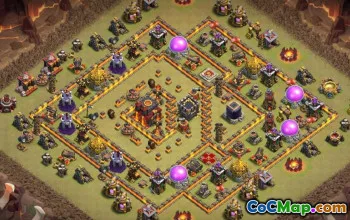 Town Hall 10 ბაზის განლაგება COC: მთავარი, ომი და მეურნეობა #14808