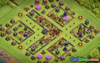 COC的市政厅10基本布局 - 家庭，战争与混合动力＃10121