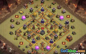 COC的市政厅10基本布局 - 家庭与战争地图＃10417