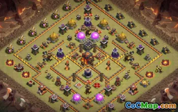 Town Hall 10 COC ბაზის განლაგება: მეურნეობა და ტროფის რუქები #14621
