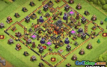 市政厅10 COC基础布局：家庭与战争地图＃12380