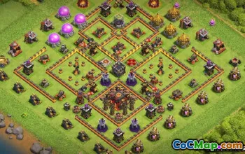 市政厅10 COC基础布局：家庭与战争地图＃13976