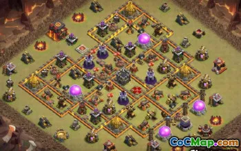 Radnice 10 rozvržení základny COC: Mapy a odkazy na válku #14094