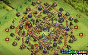 市政厅10 COC基础布局：战争，奖杯和农业地图＃9725