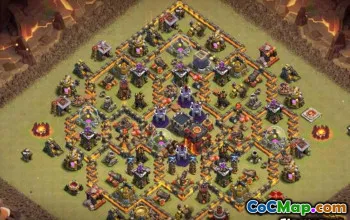 市政厅10 COC基础布局：战争，奖杯和农业地图＃9731