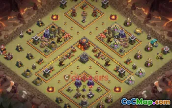 Town Hall 10 War Base – Clash of Clans War Defense Base Link #50275