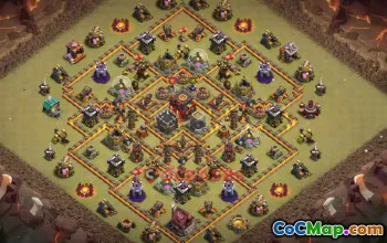Town Hall 10 War Base – Clash of Clans War Defense Link #50305
