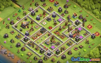 CoC 的市政厅 11 基地布局：家园、战争和奖杯地图 #16538