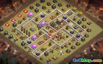 市政厅11 COC基础布局：家庭，战争与奖杯地图＃14325