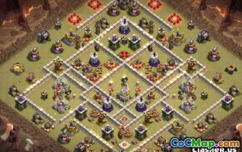 Radnice 11 rozvržení základny COC a mapy pro Home & War #14097