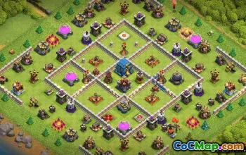 COC的市政厅12基本布局：家庭，战争与奖杯地图＃11760