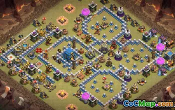 COC的市政厅12基本布局：战争，奖杯和家庭地图＃10294
