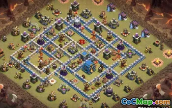 市政厅12 COC基础布局：家庭，战争与奖杯地图＃11666