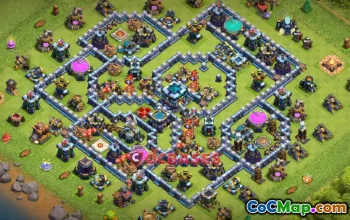 Town Hall 13 Hybrid Base: Anti 3-Star Symmetric Design #21567