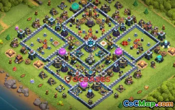 Town Hall 13 Trophy Base: Anti 3-Star, Symmetric Design #20433