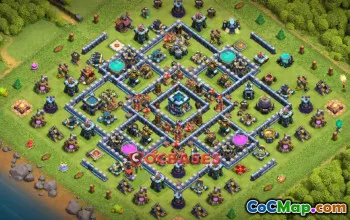 Town Hall 13 Trophy Base: Anti 3 Stars, Symmetric Design #20212