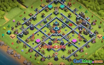 Town Hall 13 Trophy Base: Symmetric Anti 2-Star Design #21817
