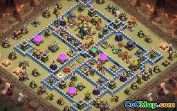 Town Hall 14 ბაზის განლაგება და რუქები COC– ისთვის - მეურნეობა და ომი #12992