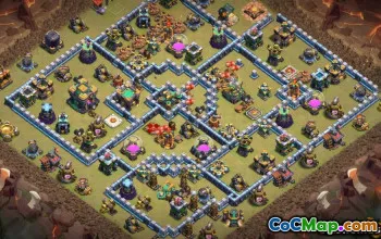 Tòa thị chính 14 Bố cục cơ sở COC: Trang chủ, Bản đồ chiến tranh và Liên kết #13586