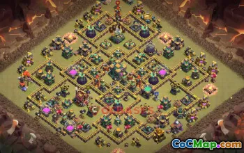 Town Hall 14 War Base – Clash of Clans War Defense Link #49387