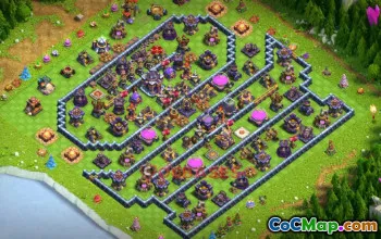 Town Hall 15 Hybrid Base: Anti 3-Star Symmetric Design #21043