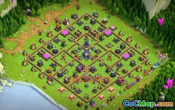 Town Hall 15 Trophy Base with Anti-Air & 3-Star Defense #55596
