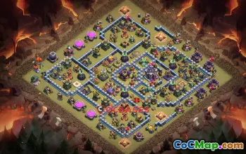 Town Hall 15 War Base: Symmetric Anti 3 Stars Layout #23259