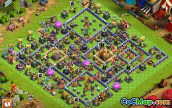 Town Hall 16 Hybrid Base | Clans of Clash, Anti 2-Star Defense #49168