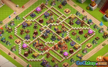 Town Hall 16 Hybrid Base | Clash of Clans War & Anti-3 Design #49250