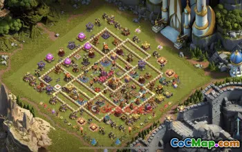 Hôtel de Ville 16 Base de Guerre | Anti-racine | Choc des clans #18653